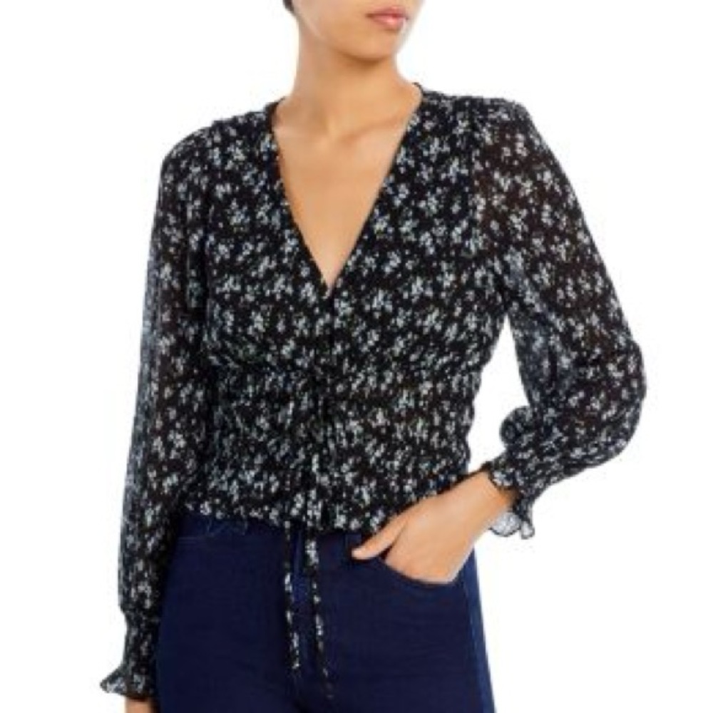 Lucy Paris Black Floral Blouse